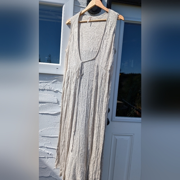 Free People Baja Escape Sleeveless Linen Duster Cream Size Medium - Picture 6 of 6